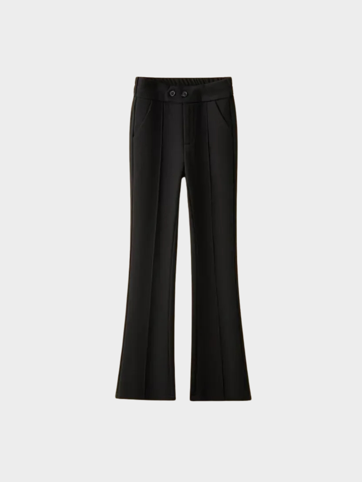 Women’s Tailored Flared Trousers – High-Waist Blended Fabric Pants