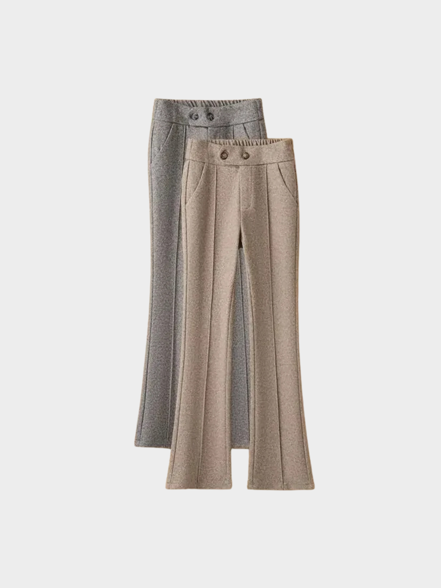 Women’s Tailored Flared Trousers – High-Waist Blended Fabric Pants