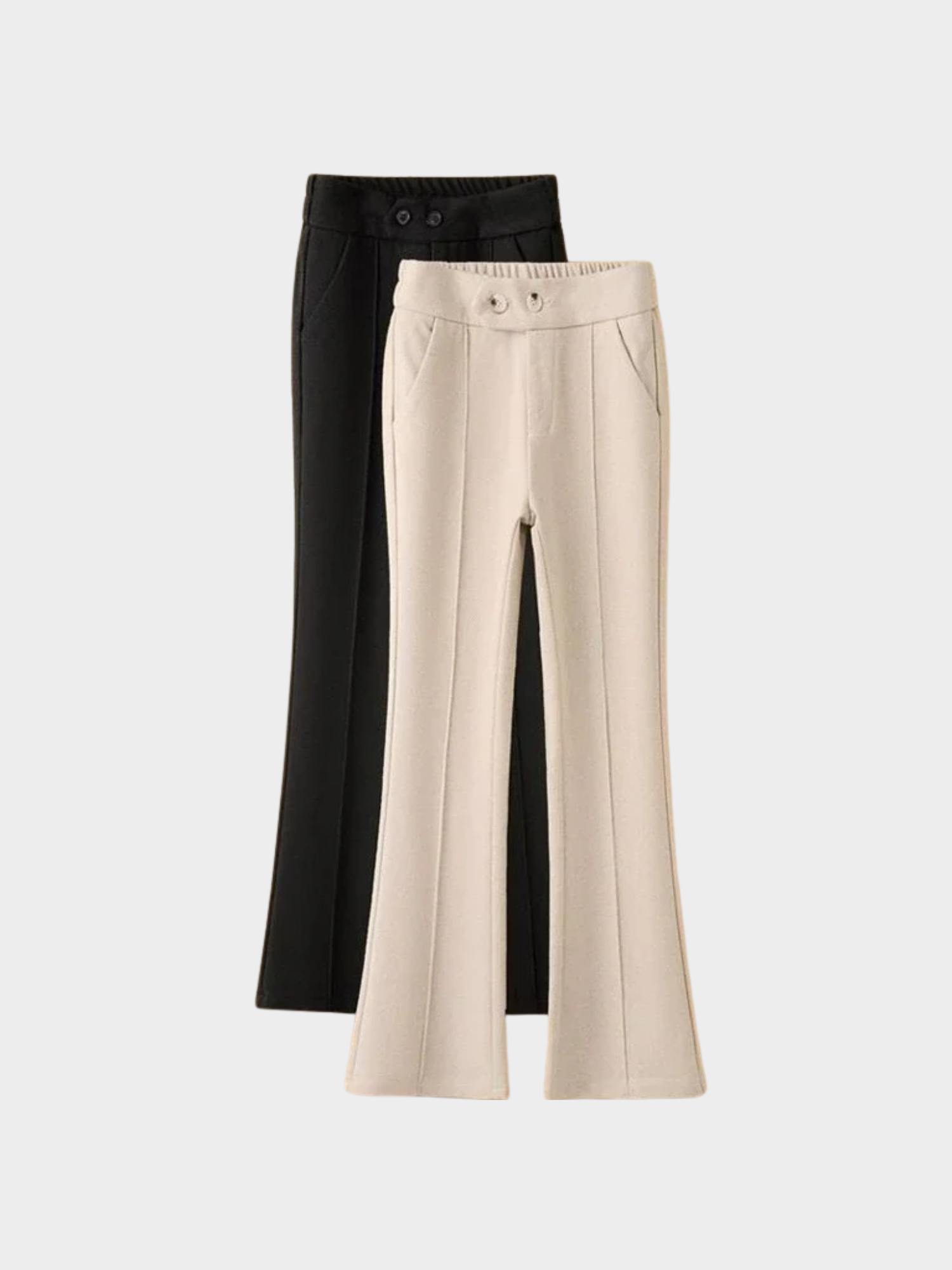 Women’s Tailored Flared Trousers – High-Waist Blended Fabric Pants