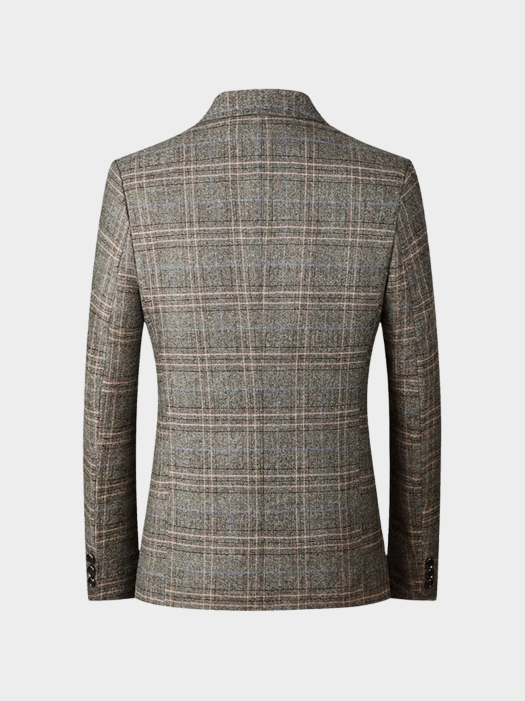 Men’s Tatting Blazer – Single-Breasted Plaid Polyester Jacket
