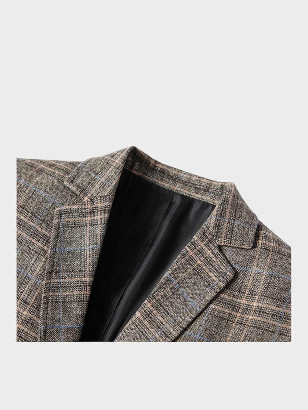 Men’s Tatting Blazer – Single-Breasted Plaid Polyester Jacket