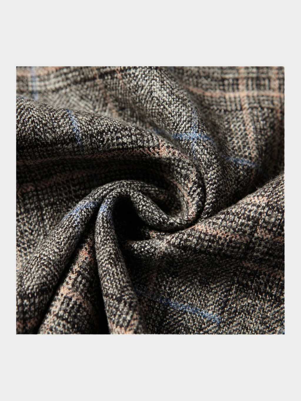 Men’s Tatting Blazer – Single-Breasted Plaid Polyester Jacket