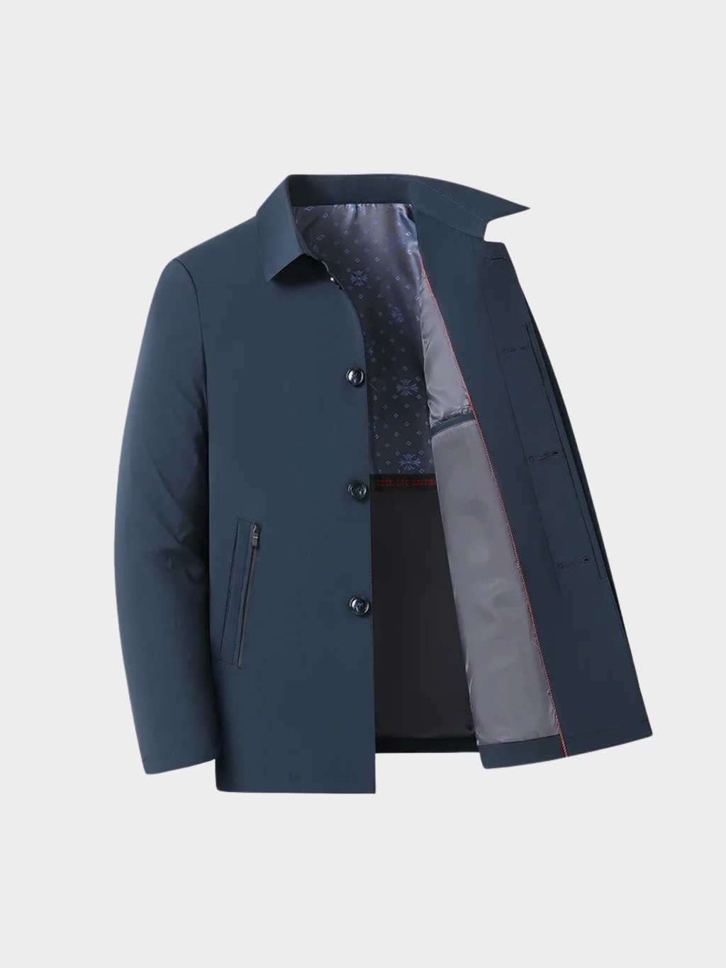 Men’s Zip Front Jacket with Turn-Down Collar