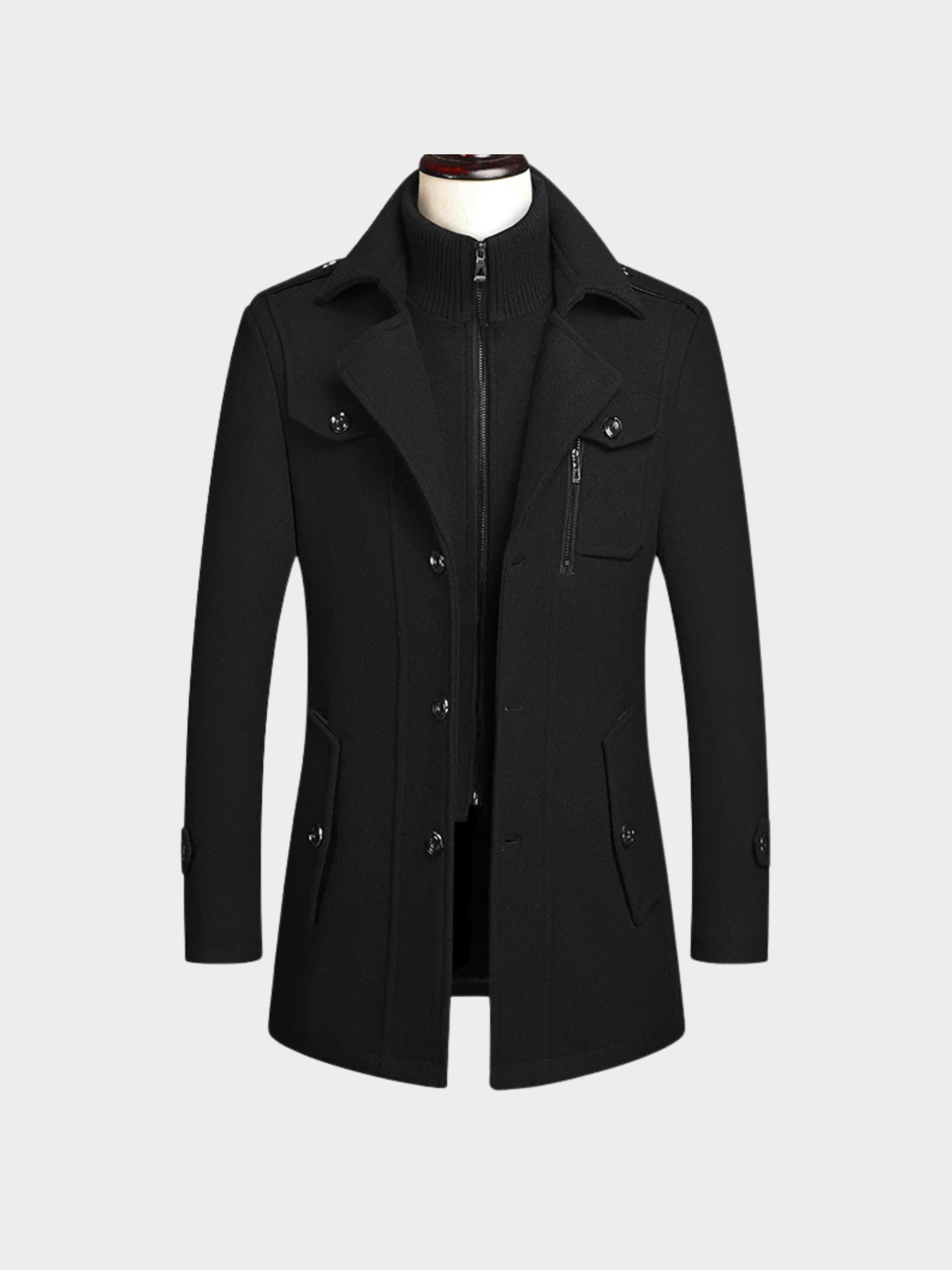 Men’s Wool-Blend Coat with Turn-Down Collar