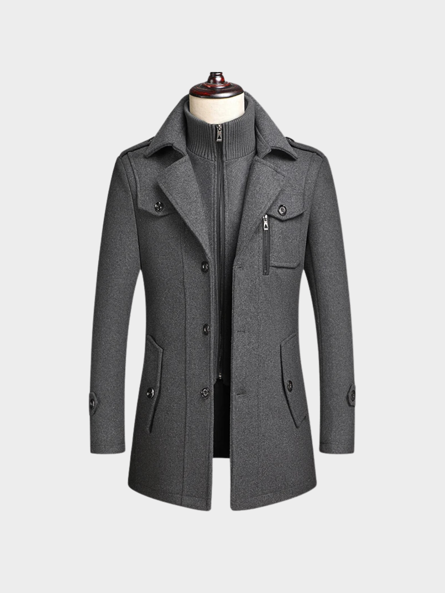 Men’s Wool-Blend Coat with Turn-Down Collar