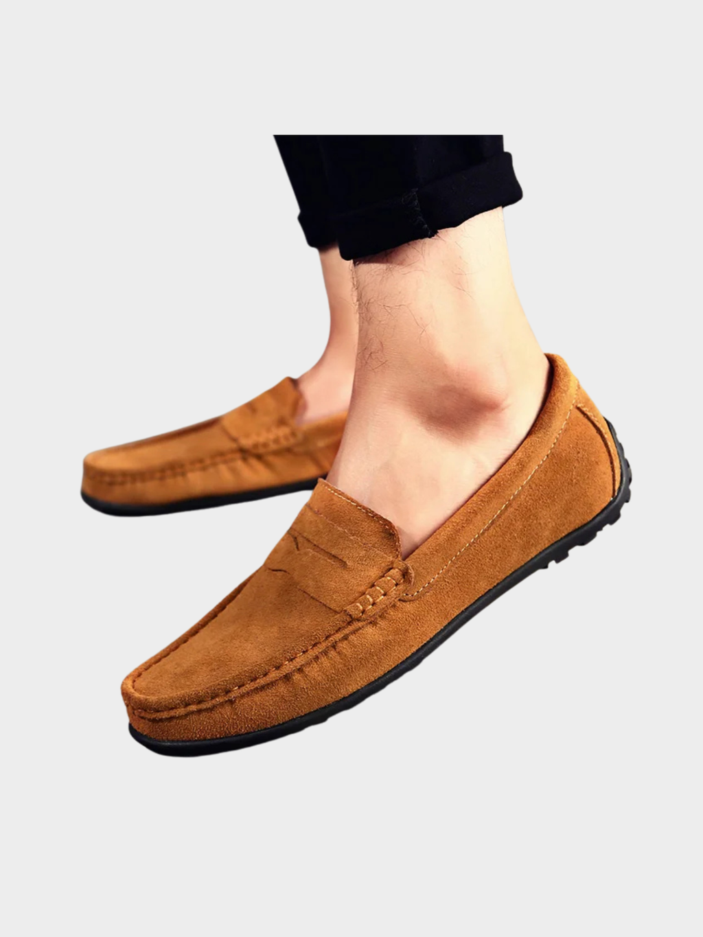 Men’s Leather Loafers with Stitched Upper