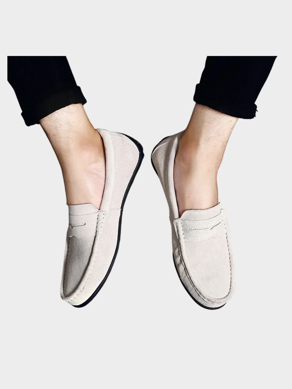 Men’s Leather Loafers with Stitched Upper