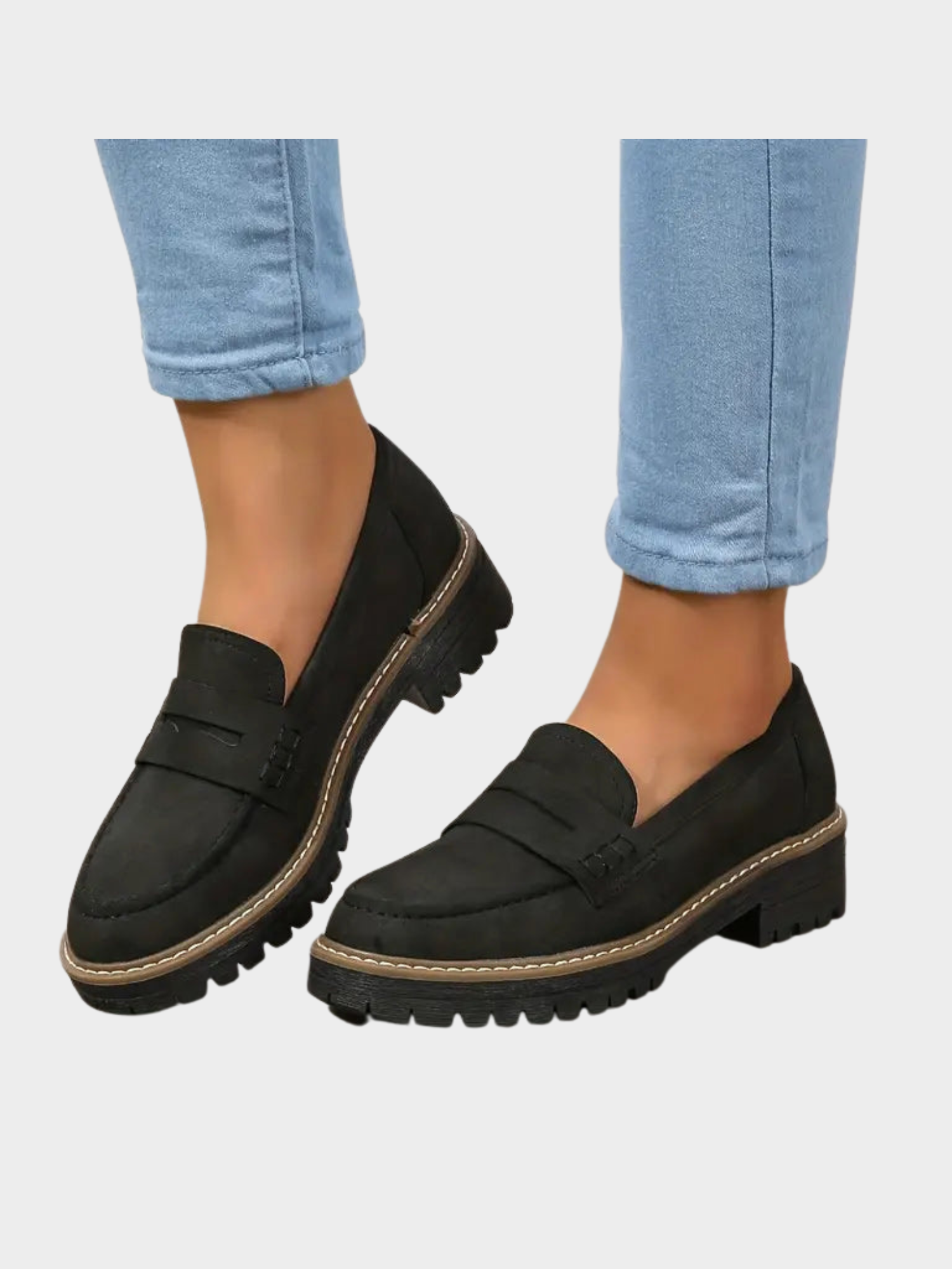 Women’s Platform Penny Loafers with Stitched Detailing