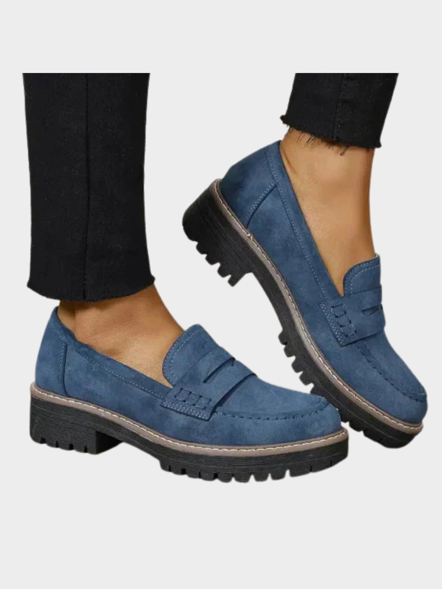 Women’s Platform Penny Loafers with Stitched Detailing