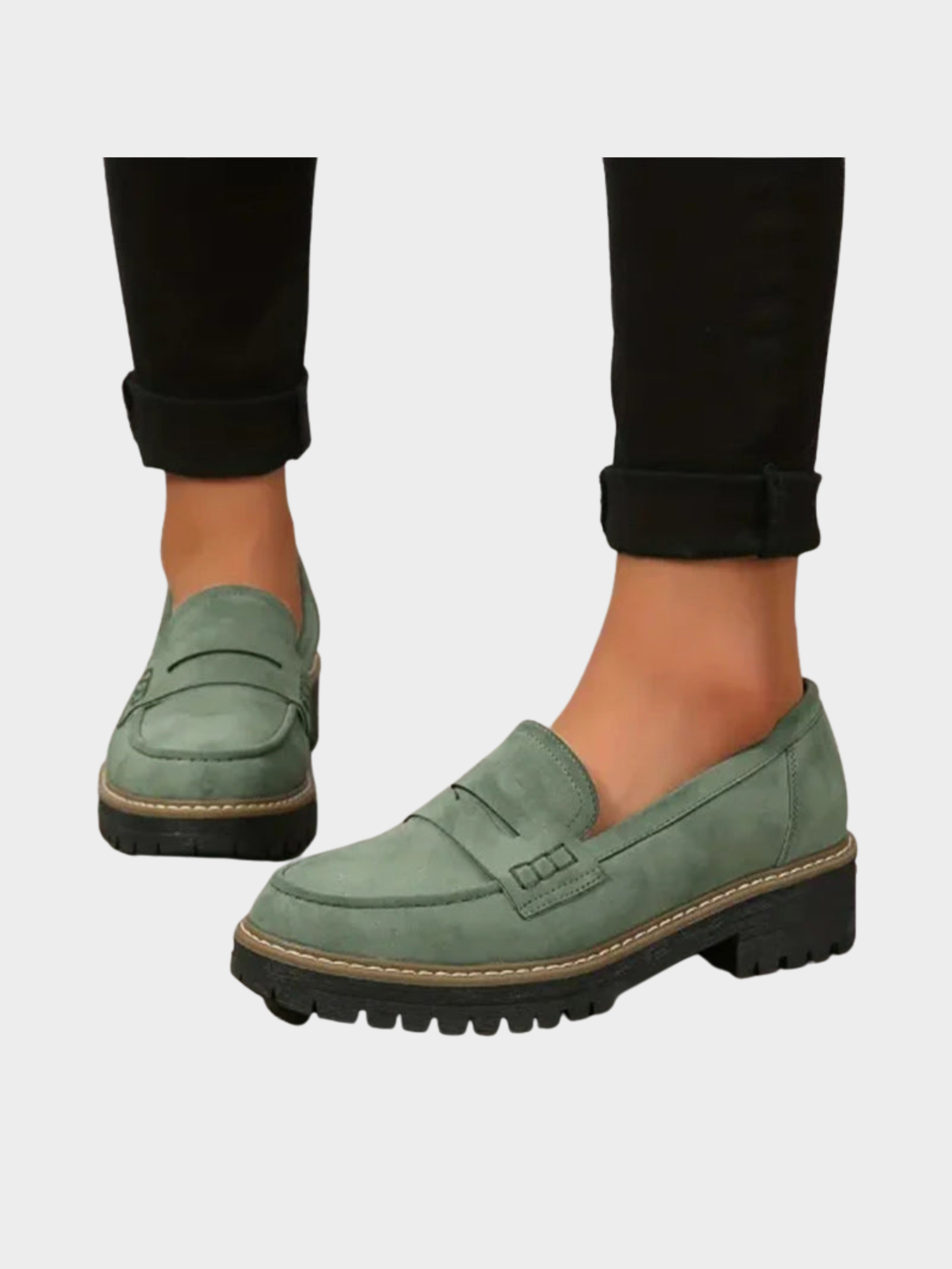 Women’s Platform Penny Loafers with Stitched Detailing