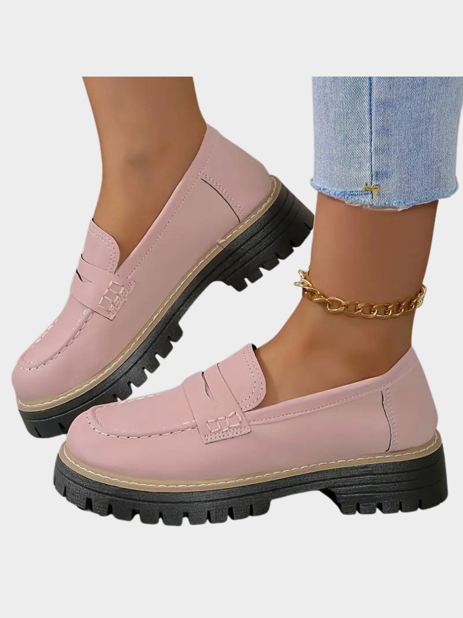 Women’s Platform Penny Loafers with Stitched Detailing