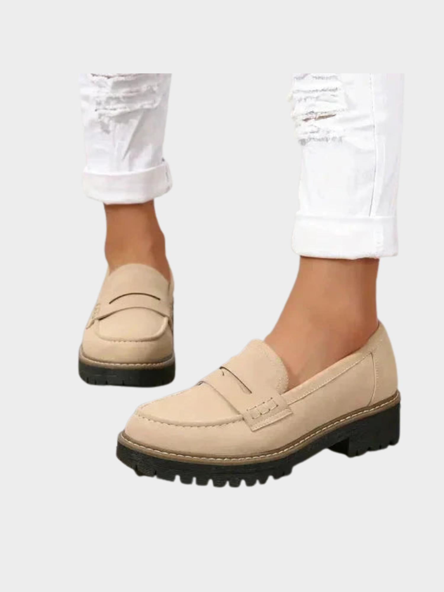 Women’s Platform Penny Loafers with Stitched Detailing