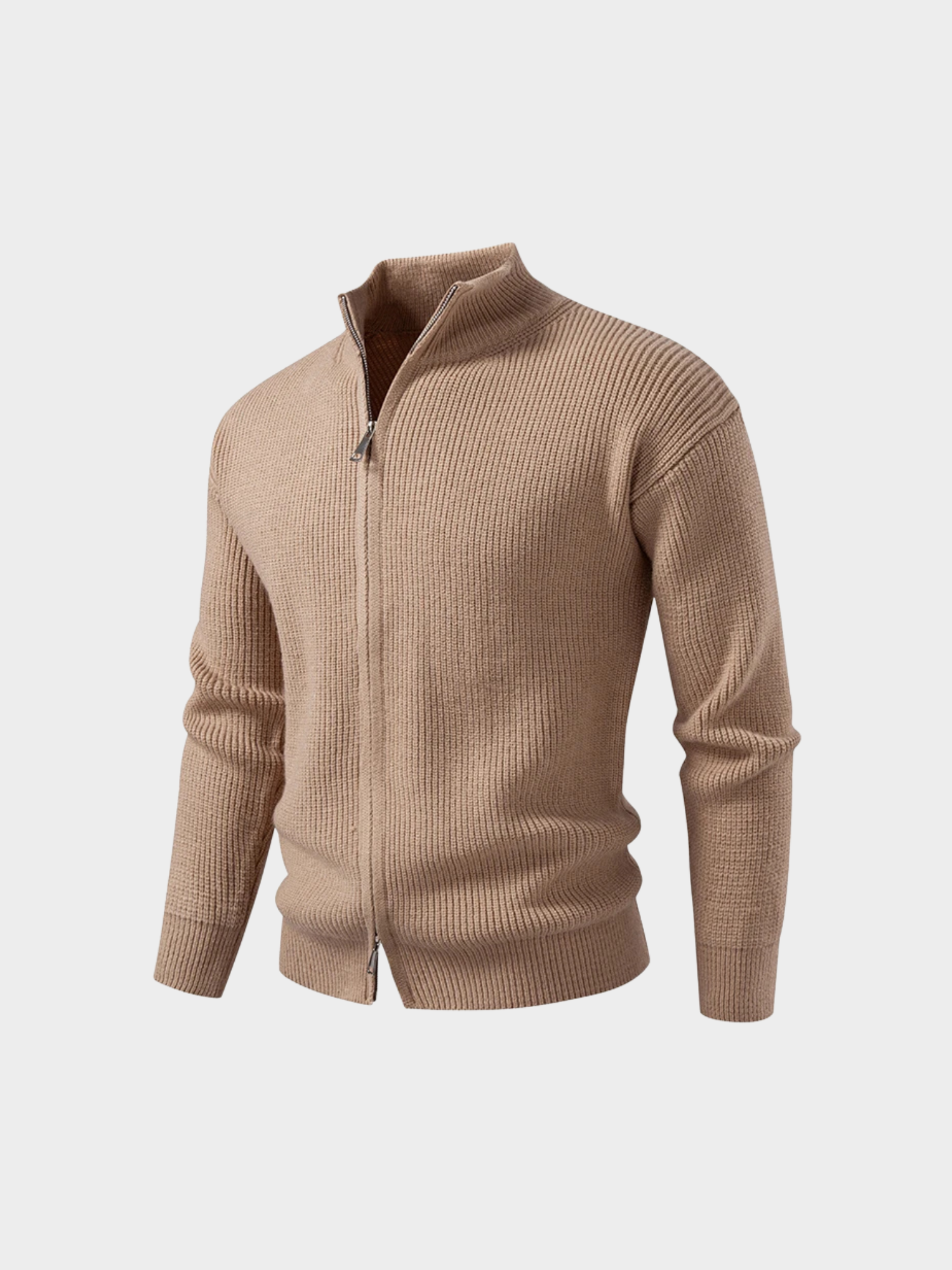 Men’s Knit Zip Jacket with Stand Collar