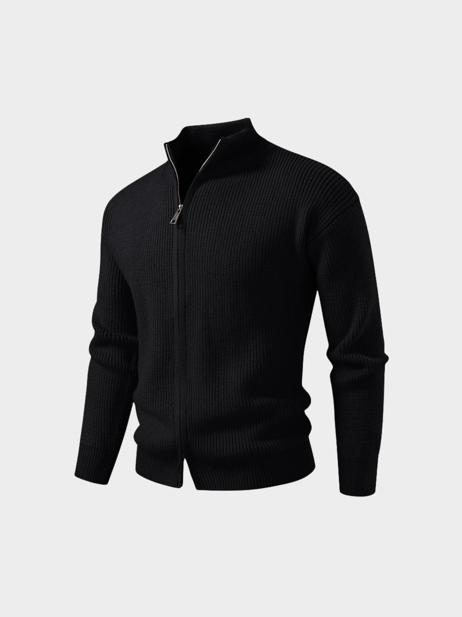 Men’s Knit Zip Jacket with Stand Collar