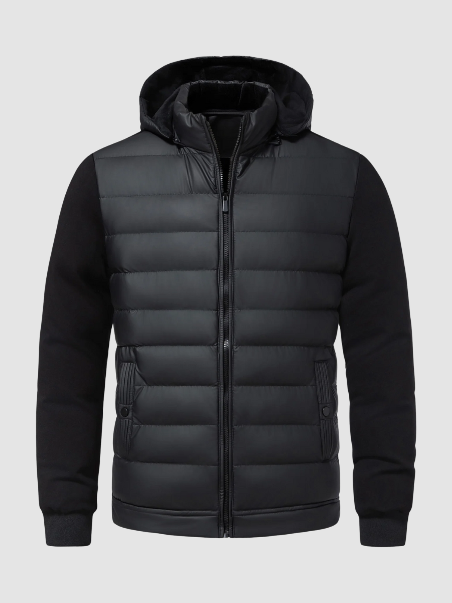 Men’s Quilted Hooded Puffer Jacket – Zip-Up Outerwear