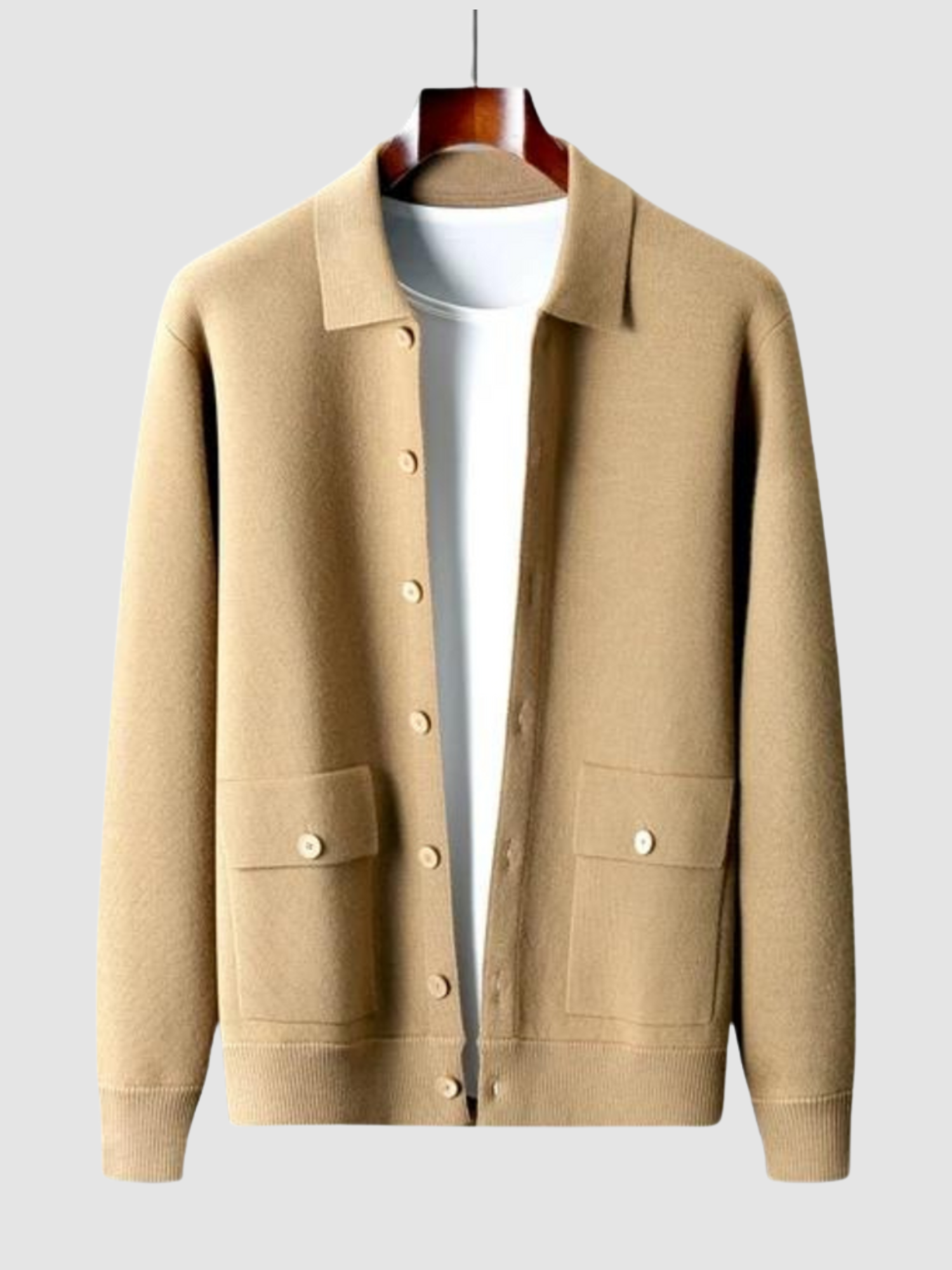 Men’s Button-Up Knit Cardigan – Long-Sleeve Collared Sweater