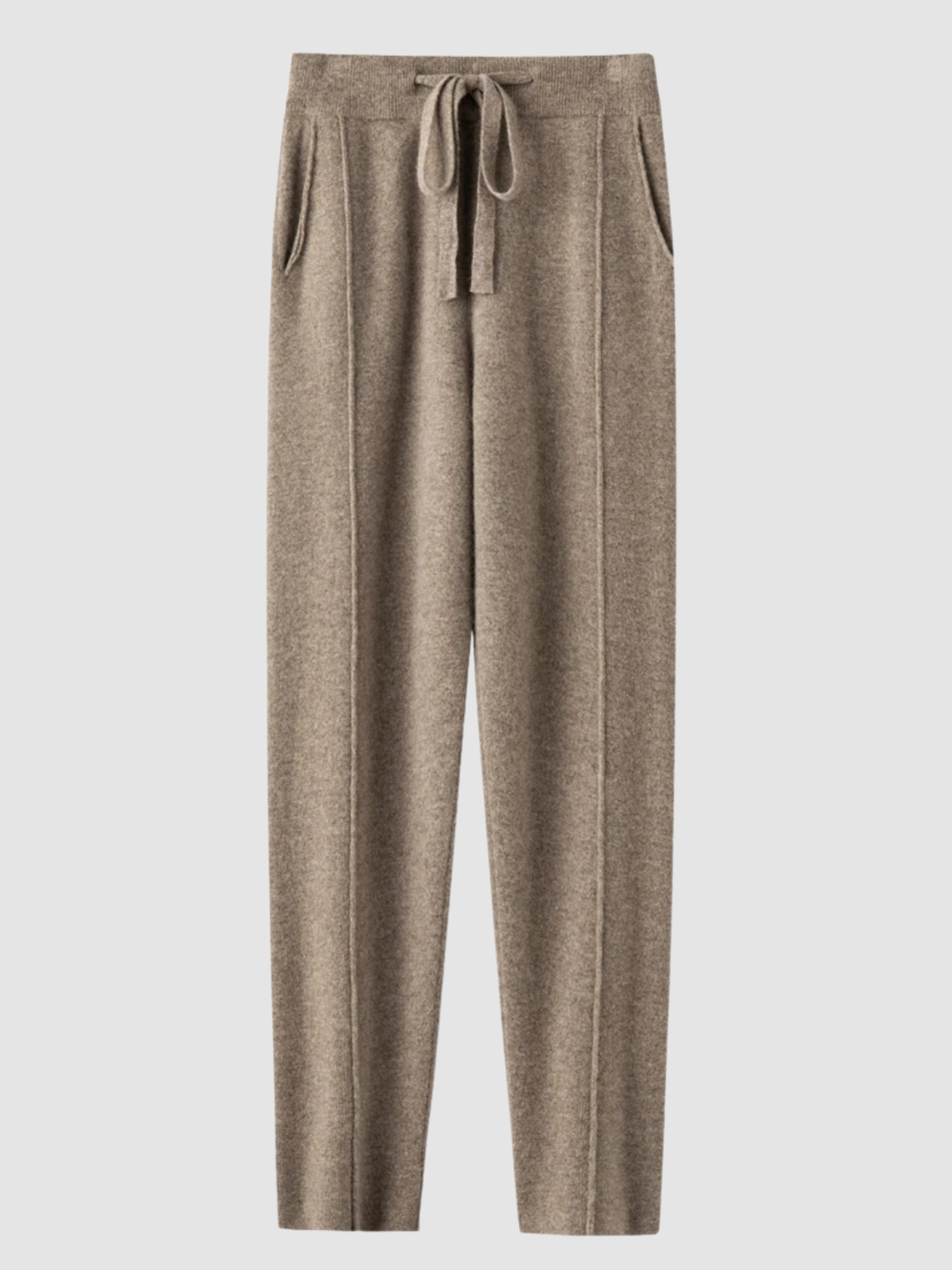 Women’s Knit Straight-Leg Pants – High-Waist Cotton Wool Blend